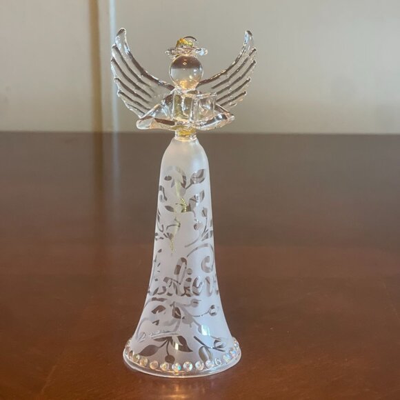 Lenox Glass Angel Ornament Wings & Frosted Joyous Tidings Series 6" - Picture 2 of 14